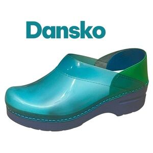 Dansko Shoes Professional Translucent Teal Emerald Clogs Sz 37 (US-6.5 - 7)